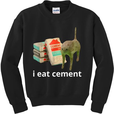 I Eat Cement Cursed Cat Funny Oddly Specific Meme Kids Sweatshirt