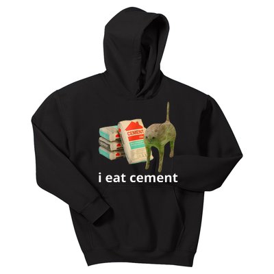 I Eat Cement Cursed Cat Funny Oddly Specific Meme Kids Hoodie