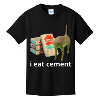 I Eat Cement Cursed Cat Funny Oddly Specific Meme Kids T-Shirt