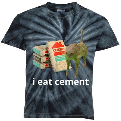 I Eat Cement Cursed Cat Funny Oddly Specific Meme Kids Tie-Dye T-Shirt