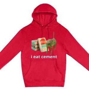 I Eat Cement Cursed Cat Funny Oddly Specific Meme Premium Pullover Hoodie