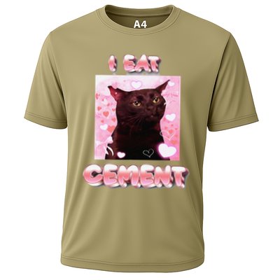 I Eat Cement Funny Cat Meme Internet Memes Humorous Joke Pun Cooling Performance Crew T-Shirt