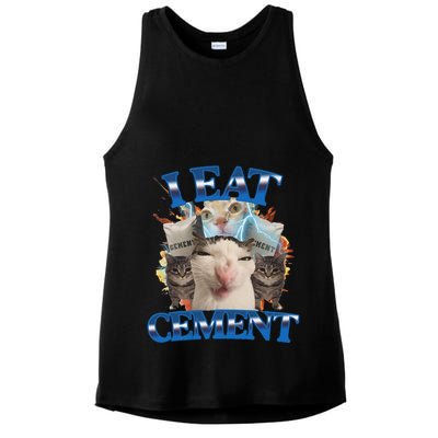 I Eat Cement Cursed Cat Funny Oddly Specific Dank Meme Ladies PosiCharge Tri-Blend Wicking Tank