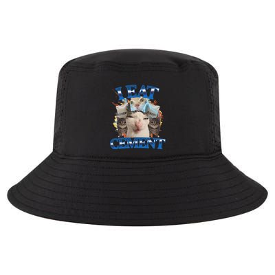 I Eat Cement Cursed Cat Funny Oddly Specific Dank Meme Cool Comfort Performance Bucket Hat