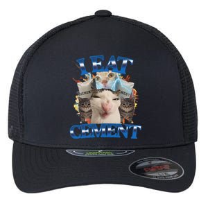 I Eat Cement Cursed Cat Funny Oddly Specific Dank Meme Flexfit Unipanel Trucker Cap