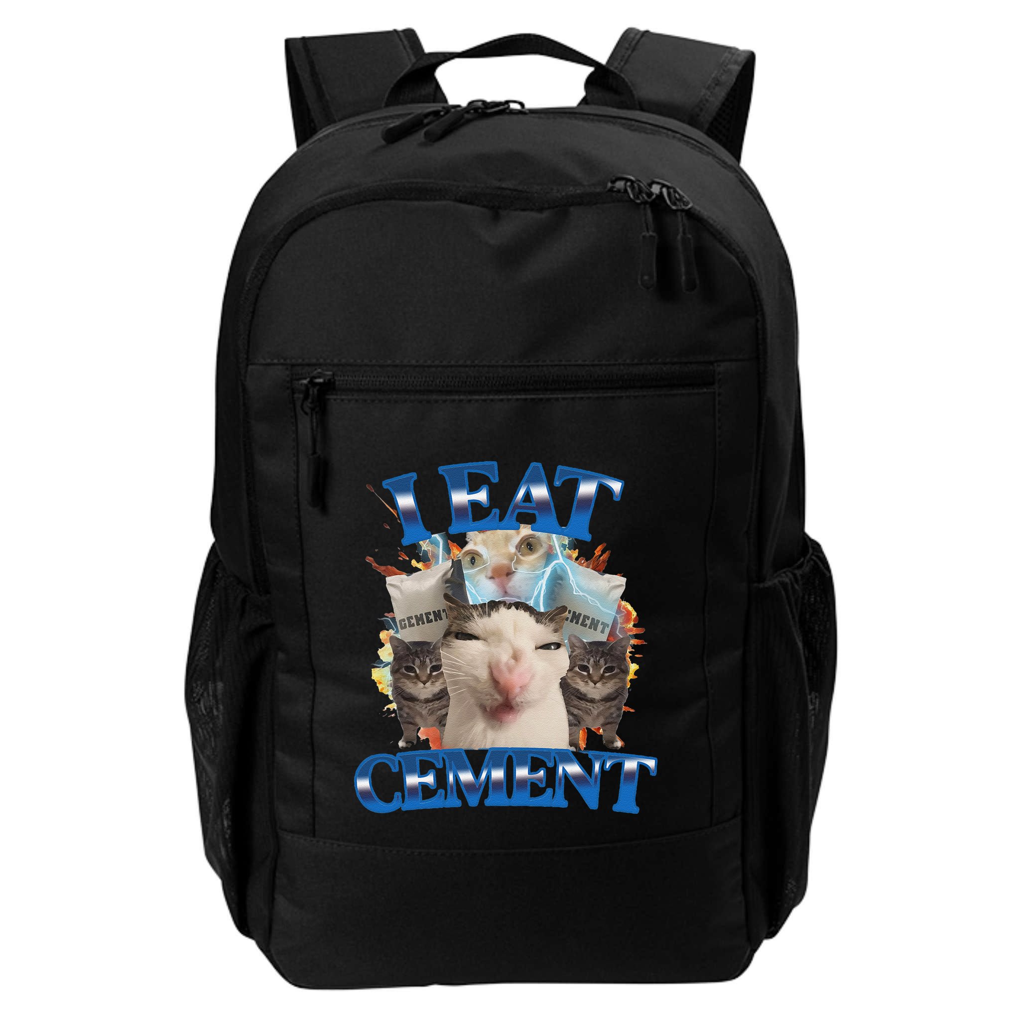I Eat Cement Cursed Cat Funny Oddly Specific Dank Meme Backpack