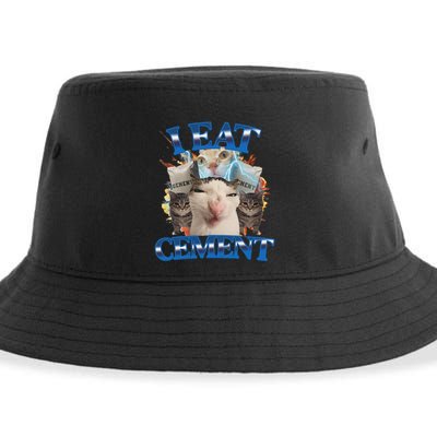 I Eat Cement Cursed Cat Funny Oddly Specific Dank Meme Sustainable Bucket Hat
