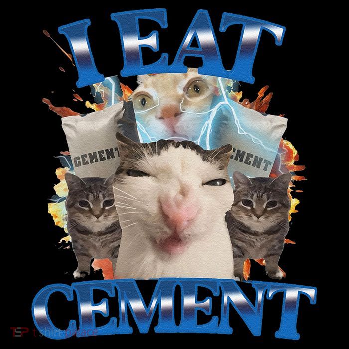 I Eat Cement Cursed Cat Funny Oddly Specific Dank Meme Sustainable Bucket Hat