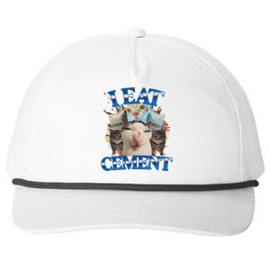 I Eat Cement Cursed Cat Funny Oddly Specific Dank Meme Snapback Five-Panel Rope Hat