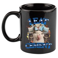 I Eat Cement Cursed Cat Funny Oddly Specific Dank Meme 11oz C Handle Ceramic Mug