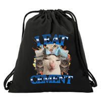 I Eat Cement Cursed Cat Funny Oddly Specific Dank Meme Drawstring Bag