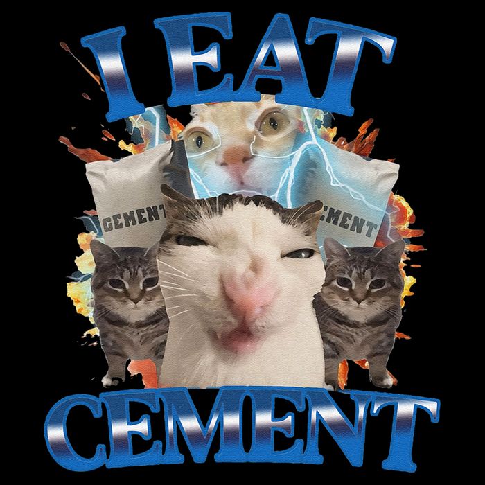 I Eat Cement Cursed Cat Funny Oddly Specific Dank Meme Drawstring Bag