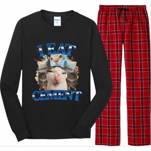 I Eat Cement Cursed Cat Funny Oddly Specific Dank Meme Long Sleeve Pajama Set