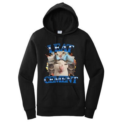 I Eat Cement Cursed Cat Funny Oddly Specific Dank Meme Women's Pullover Hoodie