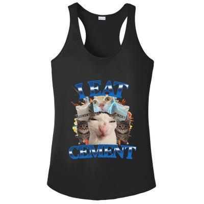 I Eat Cement Cursed Cat Funny Oddly Specific Dank Meme Ladies PosiCharge Competitor Racerback Tank