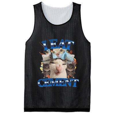 I Eat Cement Cursed Cat Funny Oddly Specific Dank Meme Mesh Reversible Basketball Jersey Tank