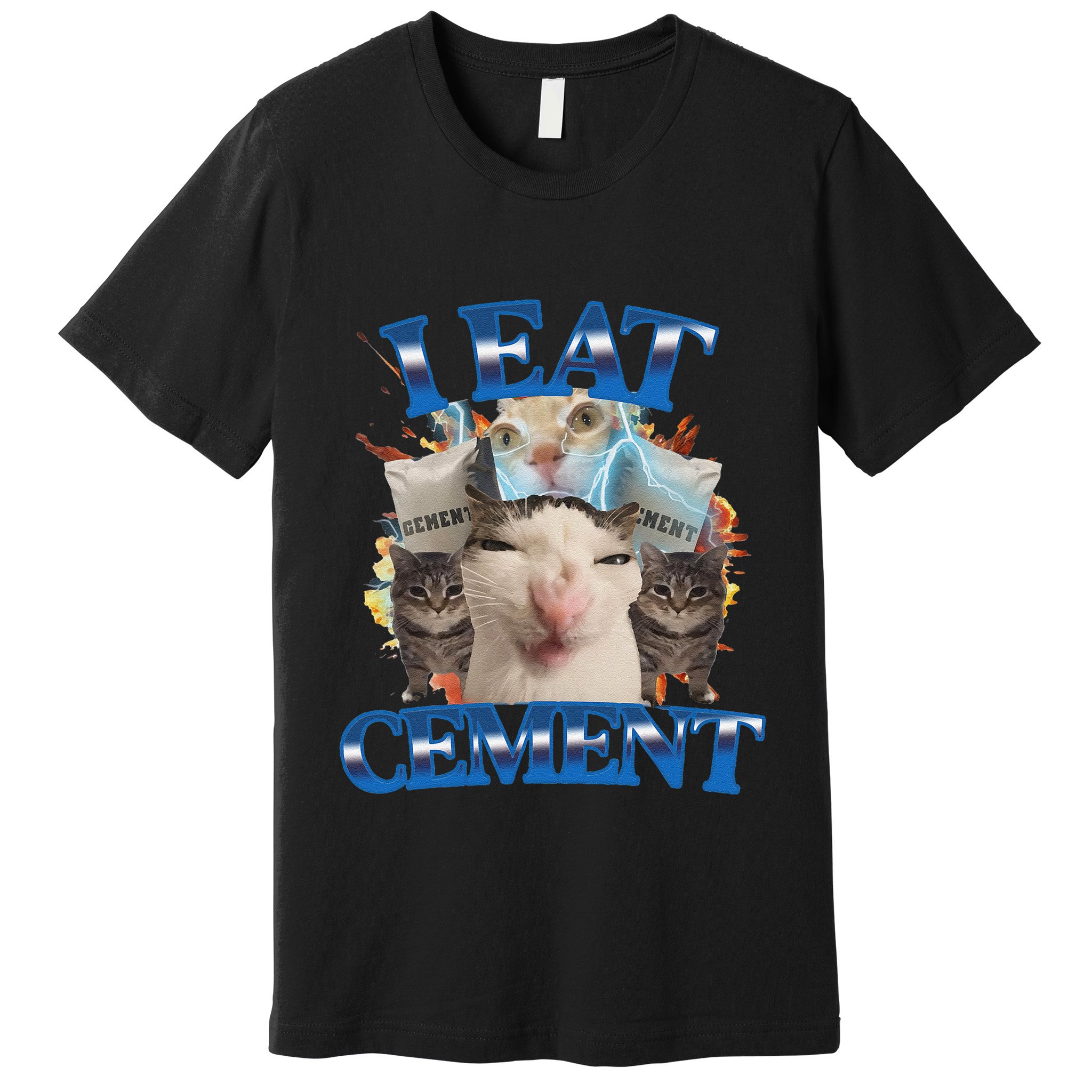 I Eat Cement Cursed Cat Funny Oddly Specific Dank Meme Premium T-Shirt