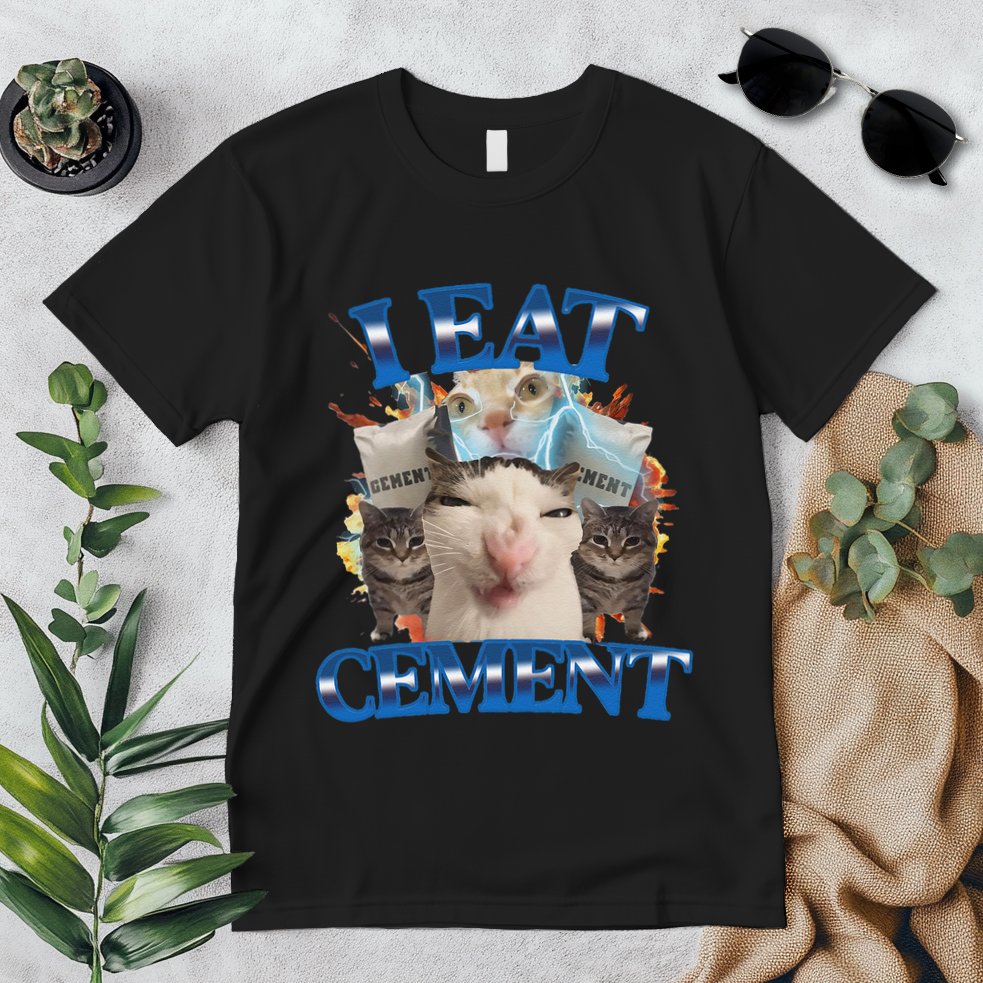 I Eat Cement Cursed Cat Funny Oddly Specific Dank Meme Premium T-Shirt