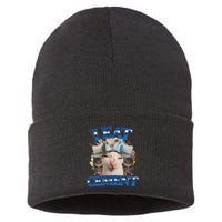 I Eat Cement Cursed Cat Funny Oddly Specific Dank Meme Sustainable Knit Beanie