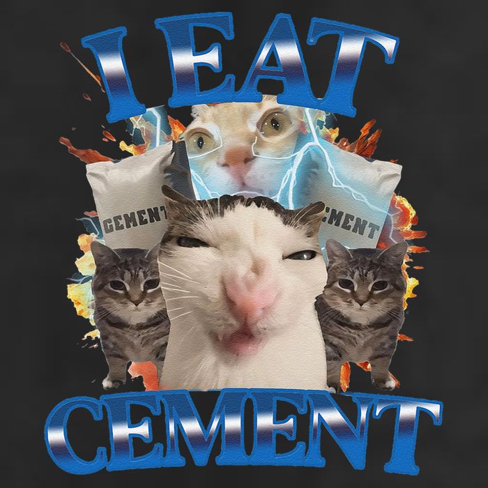 I Eat Cement Cursed Cat Funny Oddly Specific Dank Meme 25L Jumbo Tote