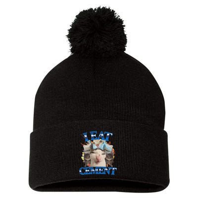 I Eat Cement Cursed Cat Funny Oddly Specific Dank Meme Pom Pom 12in Knit Beanie