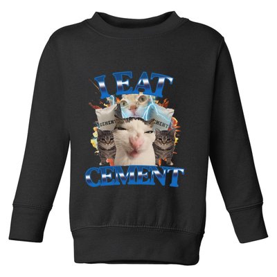 I Eat Cement Cursed Cat Funny Oddly Specific Dank Meme Toddler Sweatshirt
