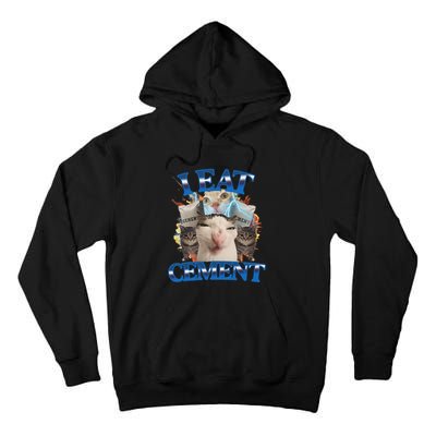 I Eat Cement Cursed Cat Funny Oddly Specific Dank Meme Tall Hoodie