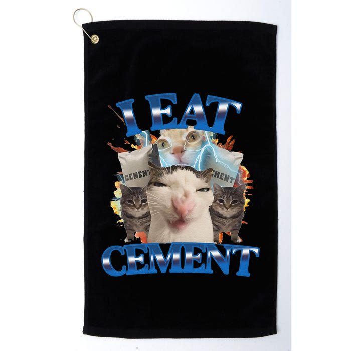 I Eat Cement Cursed Cat Funny Oddly Specific Dank Meme Golf Towel