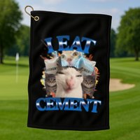 I Eat Cement Cursed Cat Funny Oddly Specific Dank Meme Golf Towel