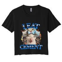 I Eat Cement Cursed Cat Funny Oddly Specific Dank Meme Crop Top
