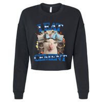 I Eat Cement Cursed Cat Funny Oddly Specific Dank Meme Cropped Pullover Crew
