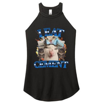 I Eat Cement Cursed Cat Funny Oddly Specific Dank Meme Women's Perfect Tri Rocker Tank