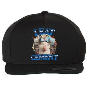 I Eat Cement Cursed Cat Funny Oddly Specific Dank Meme Wool Snapback Cap