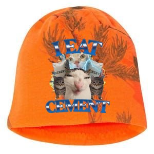 I Eat Cement Cursed Cat Funny Oddly Specific Dank Meme Kati - Camo Knit Beanie