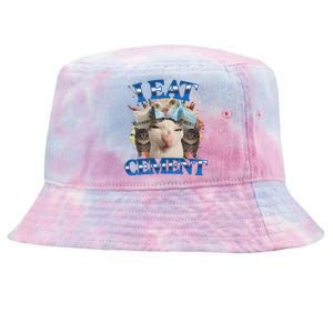 I Eat Cement Cursed Cat Funny Oddly Specific Dank Meme Tie-Dyed Bucket Hat