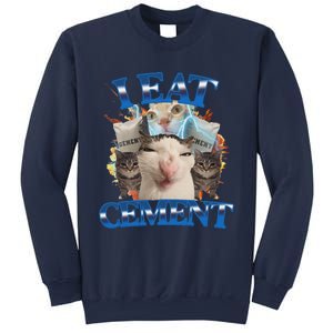 I Eat Cement Cursed Cat Funny Oddly Specific Dank Meme Sweatshirt