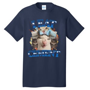 I Eat Cement Cursed Cat Funny Oddly Specific Dank Meme Tall T-Shirt