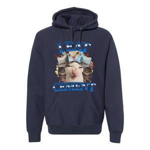 I Eat Cement Cursed Cat Funny Oddly Specific Dank Meme Premium Hoodie