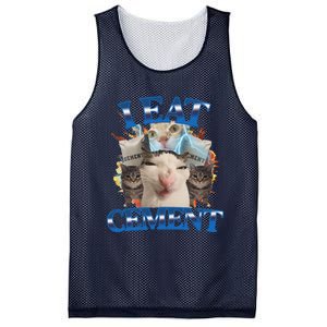 I Eat Cement Cursed Cat Funny Oddly Specific Dank Meme Mesh Reversible Basketball Jersey Tank