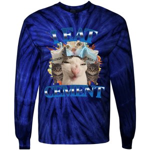 I Eat Cement Cursed Cat Funny Oddly Specific Dank Meme Tie-Dye Long Sleeve Shirt