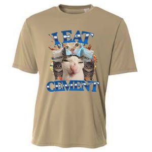 I Eat Cement Cursed Cat Funny Oddly Specific Dank Meme Cooling Performance Crew T-Shirt