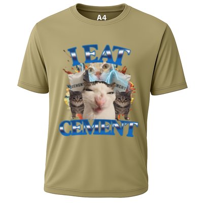 I Eat Cement Cursed Cat Funny Oddly Specific Dank Meme Performance Shirt