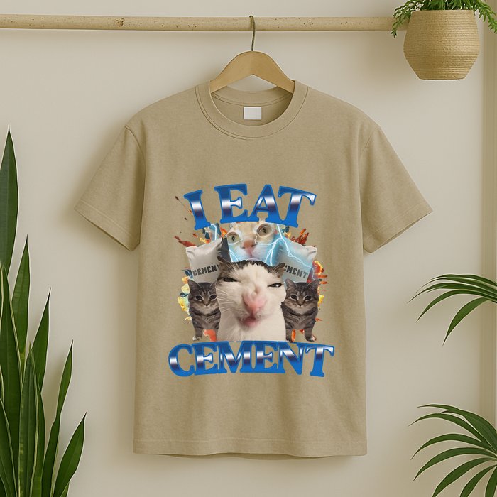 I Eat Cement Cursed Cat Funny Oddly Specific Dank Meme T-Shirt