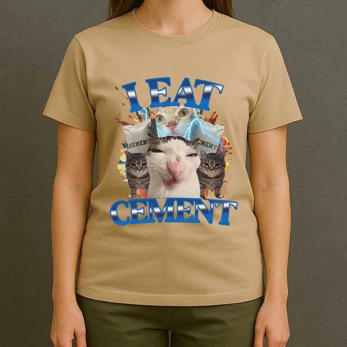 I Eat Cement Cursed Cat Funny Oddly Specific Dank Meme T-Shirt