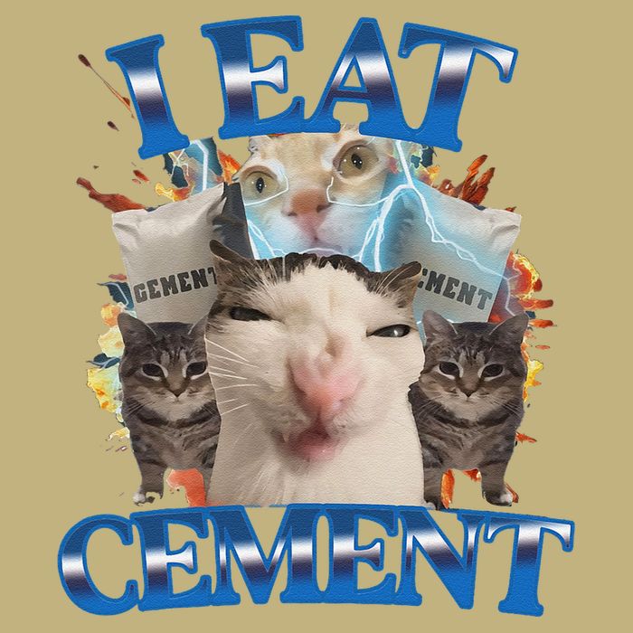 I Eat Cement Cursed Cat Funny Oddly Specific Dank Meme T-Shirt