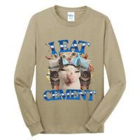 I Eat Cement Cursed Cat Funny Oddly Specific Dank Meme Tall Long Sleeve T-Shirt