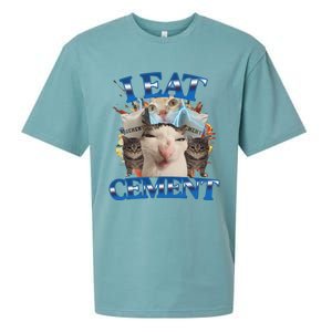 I Eat Cement Cursed Cat Funny Oddly Specific Dank Meme Sueded Cloud Jersey T-Shirt