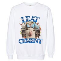 I Eat Cement Cursed Cat Funny Oddly Specific Dank Meme Garment-Dyed Sweatshirt