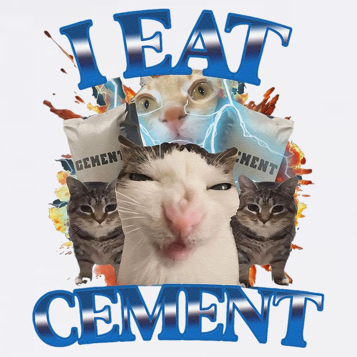 I Eat Cement Cursed Cat Funny Oddly Specific Dank Meme Garment-Dyed Sweatshirt