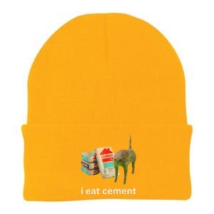 I Eat Cement Cursed Cat Funny Meme Knit Cap Winter Beanie